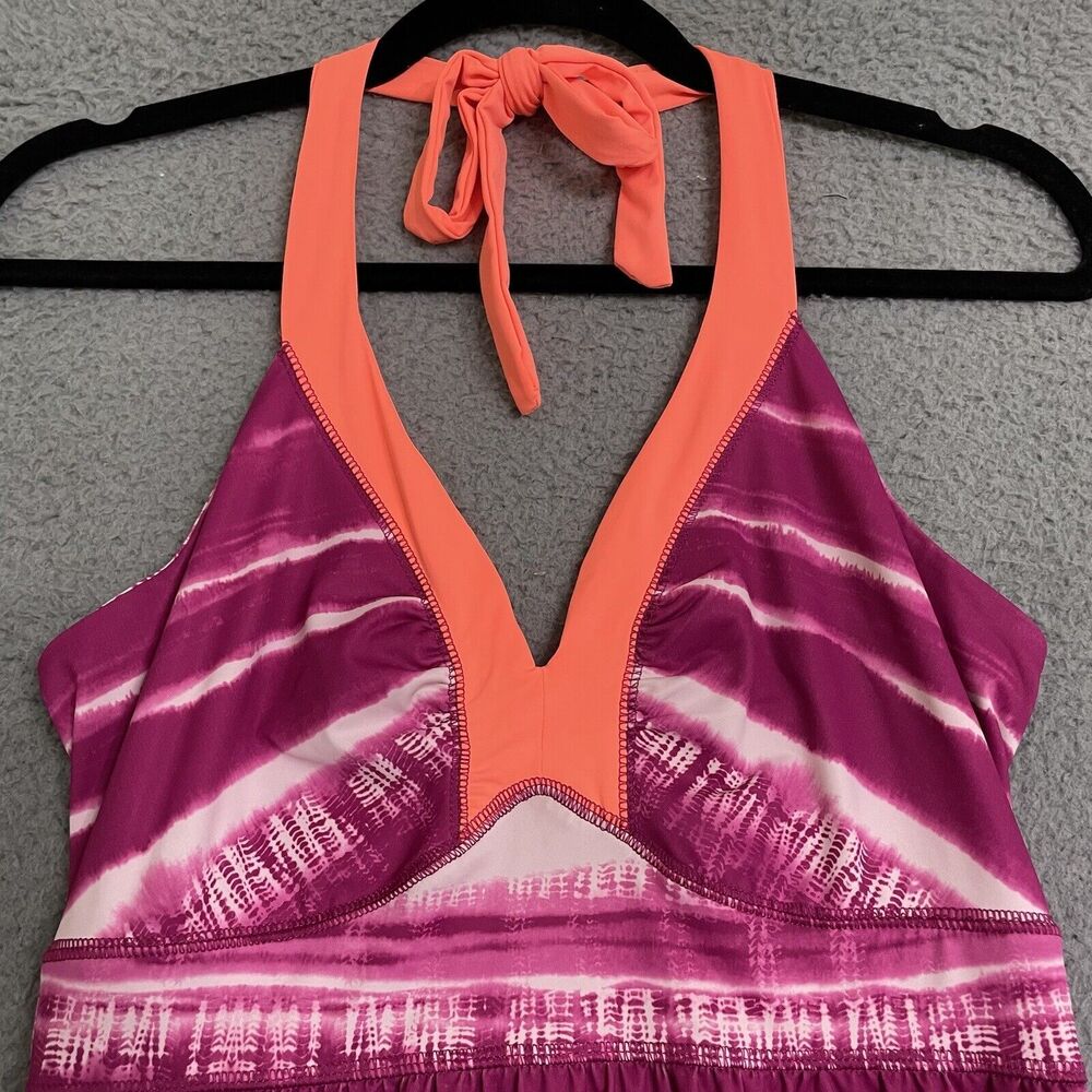 The North Face Echo Lake Halter Dress Size Small Pink Tie Dye Orange UPF 50 - Picture 3 of 10